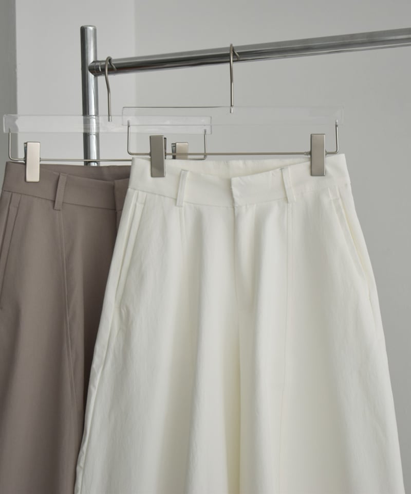 ゴーシュ　オフホワイト　ワイドパンツ ウエストヒモ&ゴム bottoms-02286 コクーンワイドパンツ ホワイト モカグレージュ | L a v