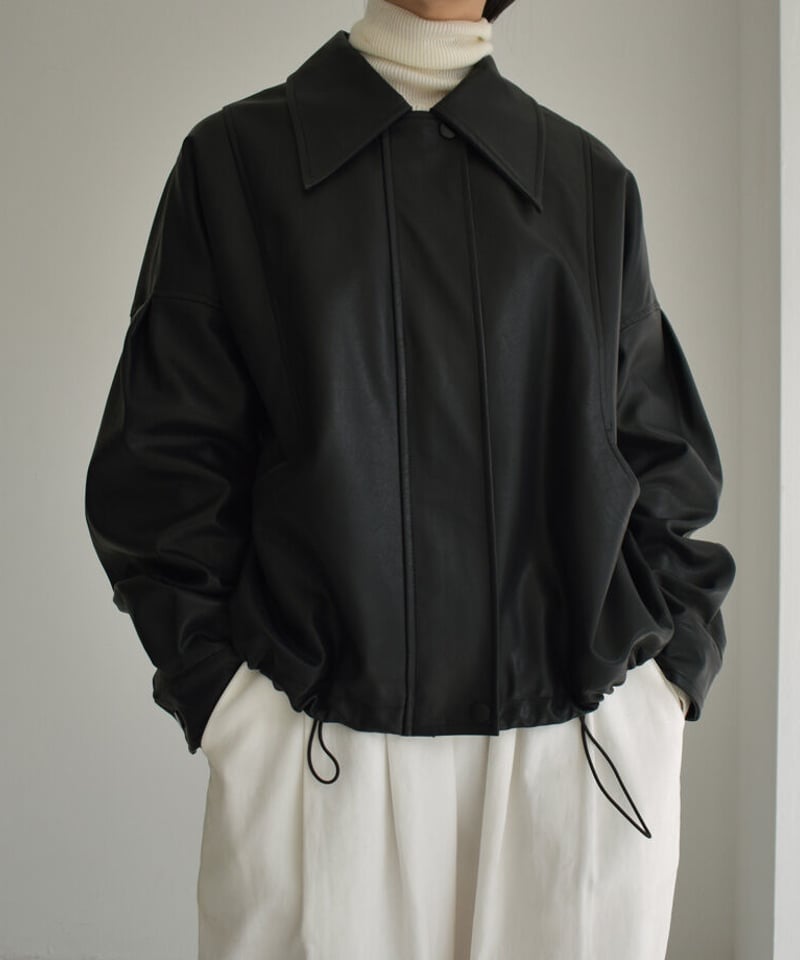 outer-02066 ヴィーガンレザーショートジャケット グレージュ outer-02066 ヴィーガンレザーショートジャケット グレージュ