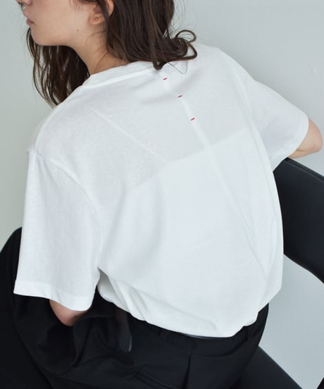 nh-tops-02611　バックステッチ Tシャツ　ホワイト　グレー　ブラック
