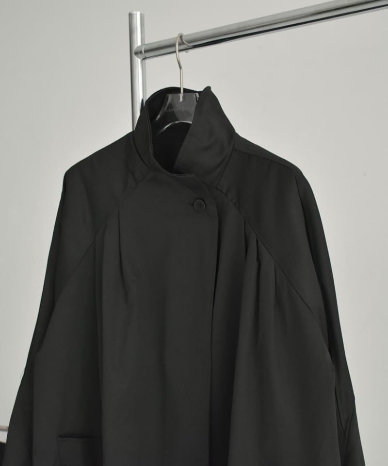 LavishGate ワイドスリーブスタンドカラーミディコート coat-02048 スタンドカラー ミディコート ブラック | L a v i s h G