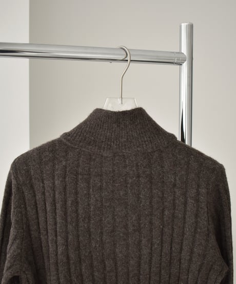 knit-02371　2way ハイネック レイヤードニット　グレー　ブラウン　ネイビー