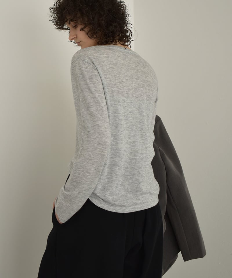 nh-knit-02337 クルーネック シアーニット エクリュ クリーム イエロー