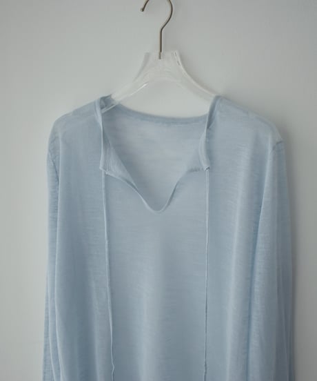 nh-knit-02379　キーネック シアー ルーズ ニット　アイスブルー　ネイビー　レッド