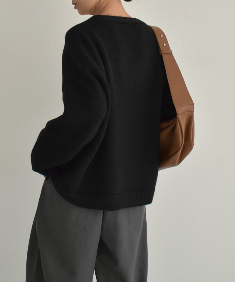 knit-02293 マフラー付き ニットカーディガン ブラウン グレー