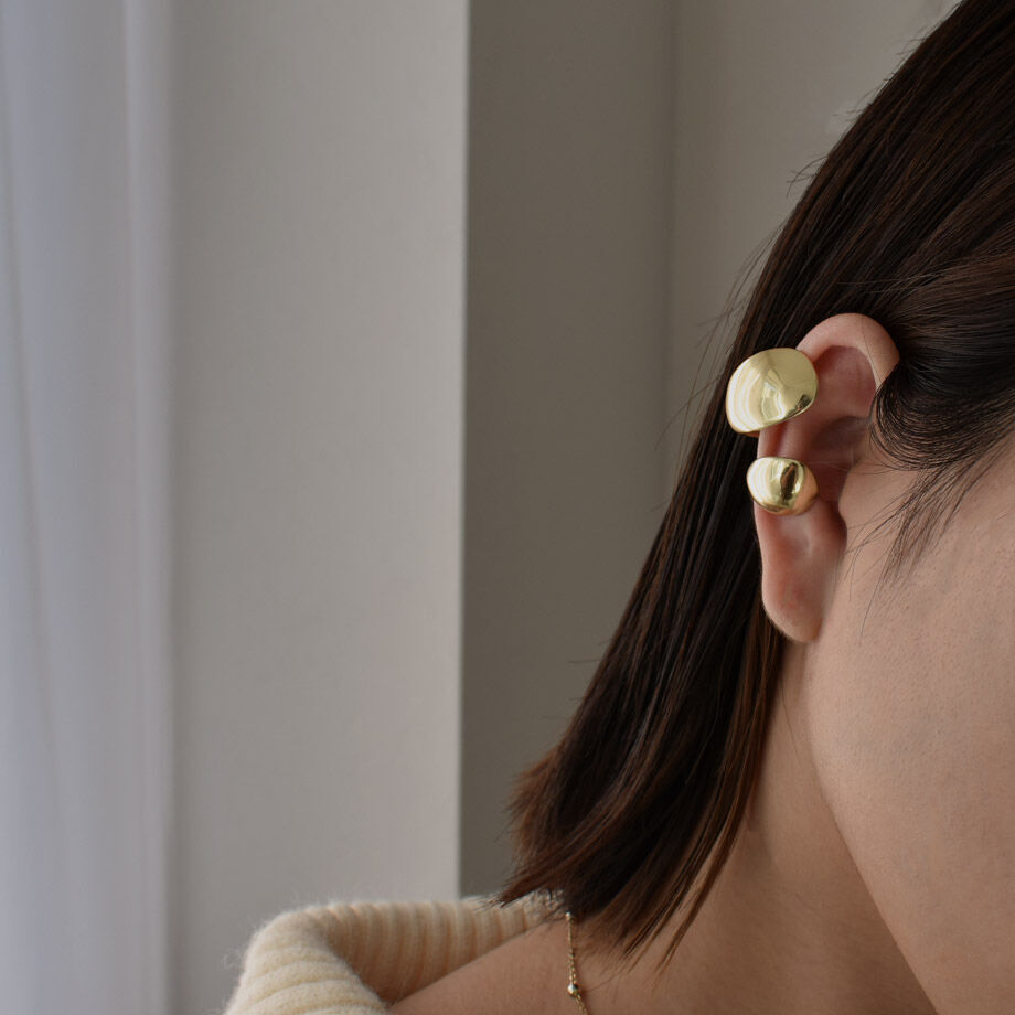 mb-earcuff-02019　コンビオーバル イヤーカフ　シルバー　ゴールド