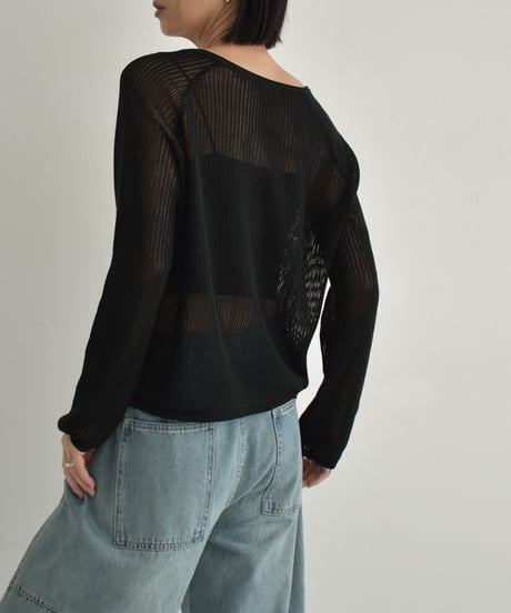 knit-02270　リネン混　サマーニット カーディガン　ベージュ　ブラック　グレー