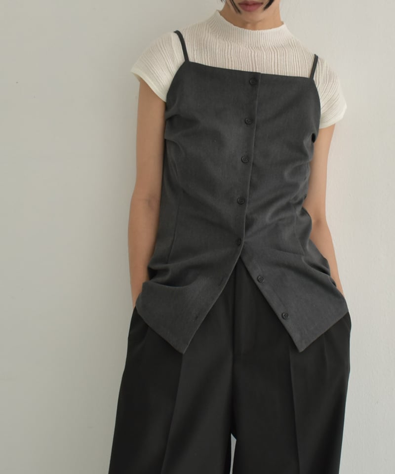 トップス hope tops-12011 フロントボタン キャミソール トップス グレー | L a v i s
