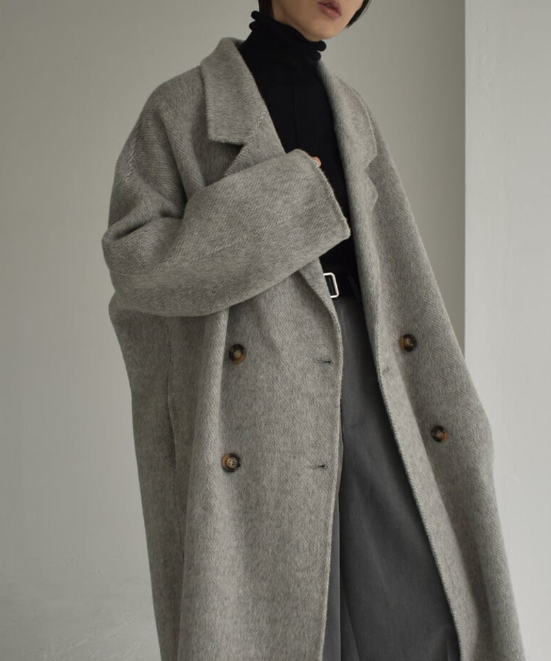 coat-02033 シャギーウールコート リバー仕立て エクリュ グレー | L ...