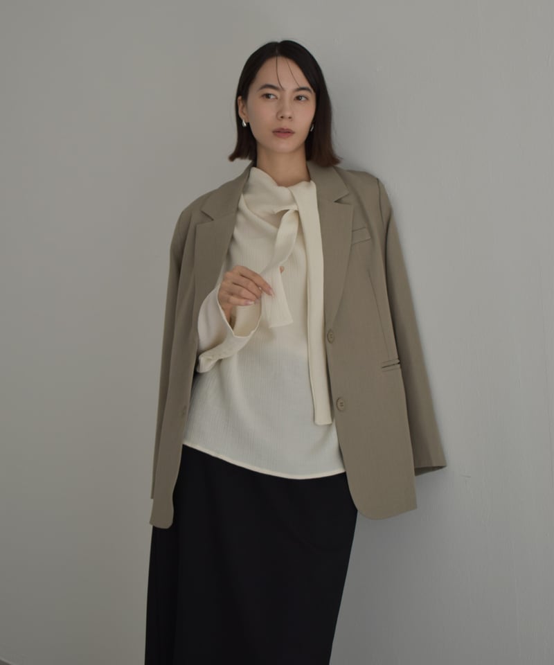 setup-02008 テーラードジャケット セットアップ カーキベージュ | L
