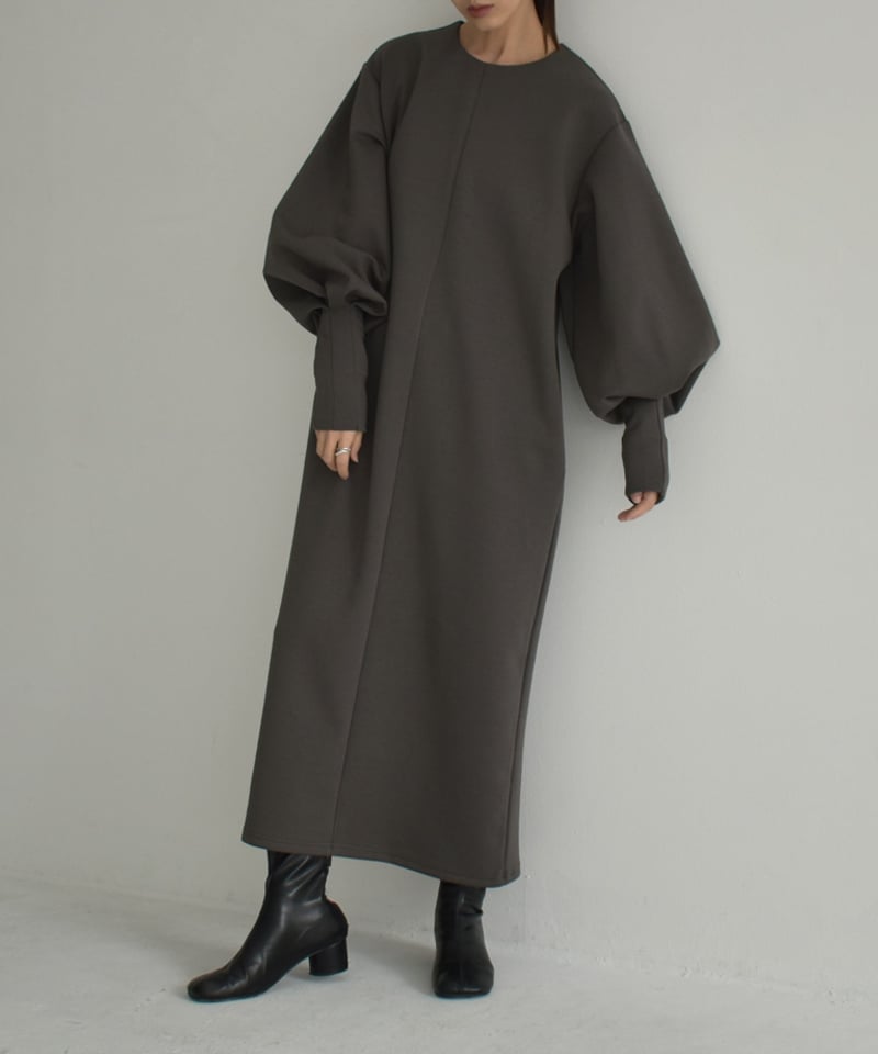 onepiece-12012 タックスリーブ ダンボールニット ワンピース