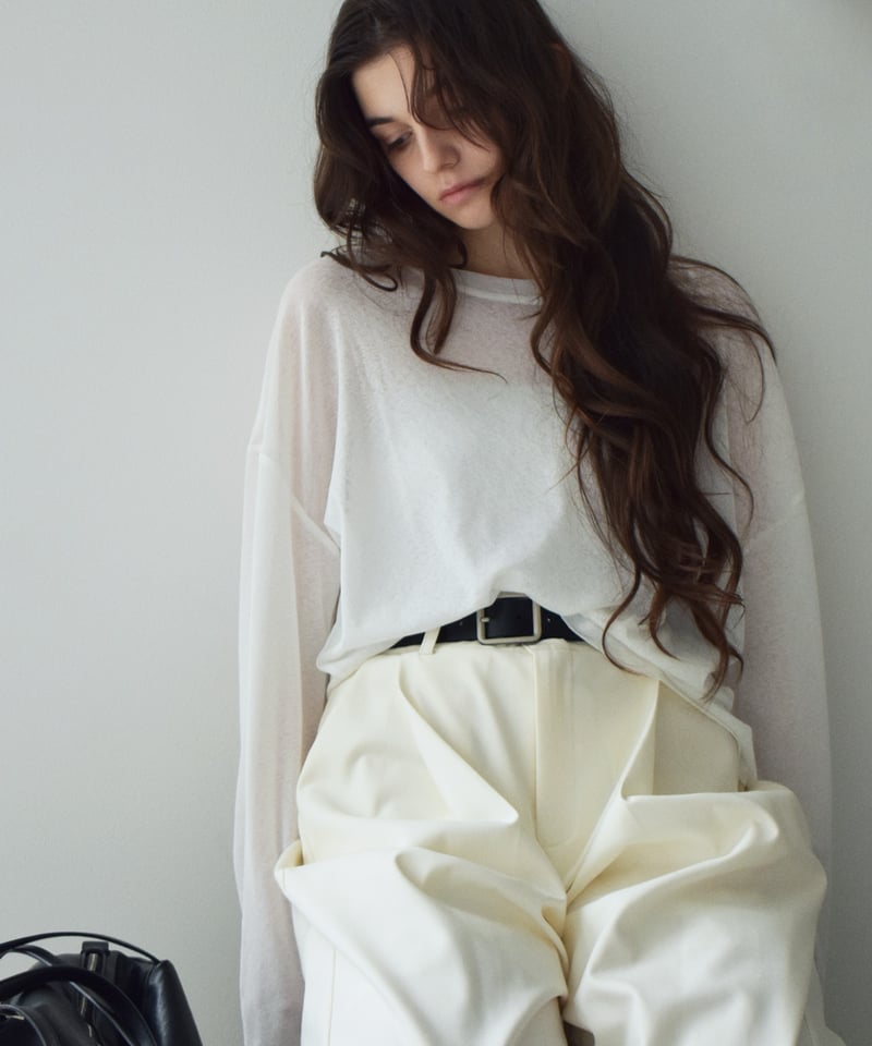 nh-tops-02599 ルーズ シアー カットソー ホワイト ブルー イエロー