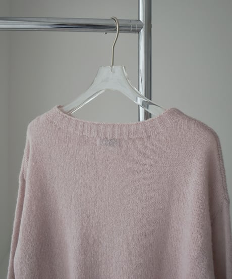knit-02377　ルーズ シアーニット　オフホワイト　ダスティピンク