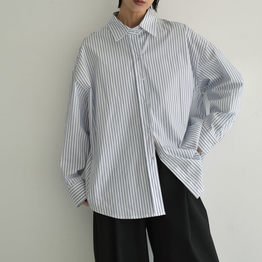 極美品 ebure エブール ストライプ シャツ ブラウス オーバーサイズ ebure(エブール)｜シアーコットンストライプ オーバーサイズ