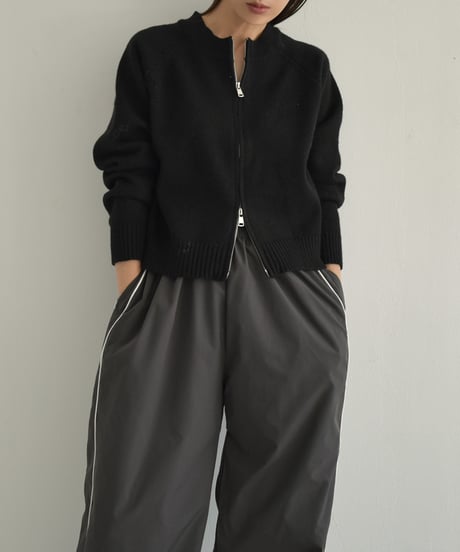 knit-02269　ジップ ニット カーディガン　グレー　ブラック