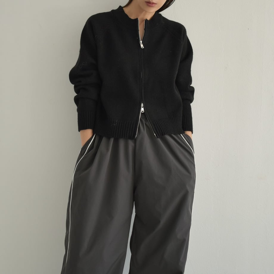 knit-02269 ジップ ニット カーディガン グレー ブラック | L knit-02269 ジップ ニット カーディガン グレー ブラック | L