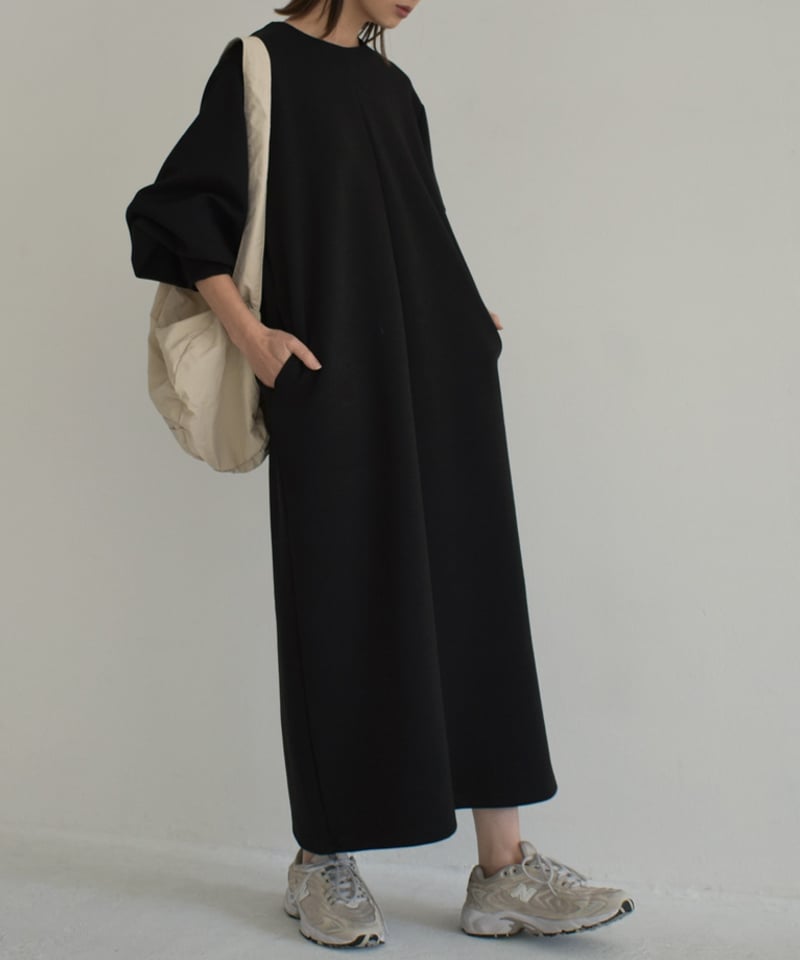 onepiece-12012 タックスリーブ ダンボールニット ワンピース