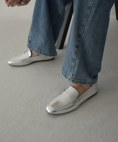 shoes-02173　クッション仕様　コインローファー　シルバー