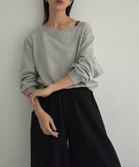 tops-02466　ボートネックショートスウェット　グレー　ブラック
