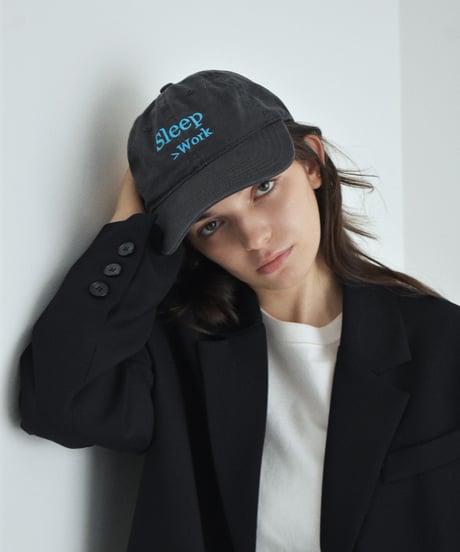 nh-cap-02066 　" Sleep>Work "　メッセージ キャップ　チャコール　ネイビー　ブラック