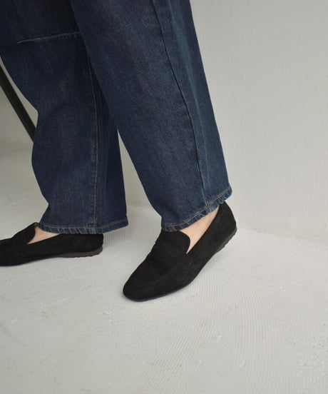 shoes-02145　クッション仕様　スエードローファー　グレージュ　ブラック