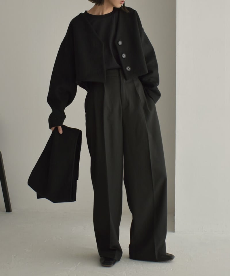 coat-13008 ストール付き ウール ショートコート モカ ブラック coat-13008 ストール付き ウール ショートコート モカ ブラック