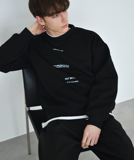 【UNISEX】 tops-02590　"SOT SO FAR"  ロゴ プルオーバー　グレー　ブラック