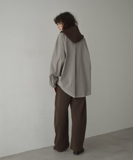 tops-02571　オーバーサイズ チェックシャツ　ベージュ　ネイビー