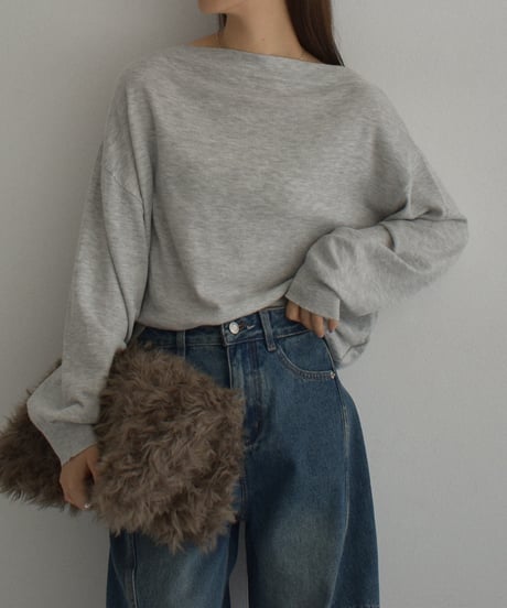 knit-02340　ボートネック ニット プルオーバー　エクリュ　ライトグレー　ネイビー　チャコール　ブラック