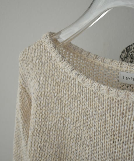 knit-02341　ローゲージ ルーズニット　エクリュ　ブラック