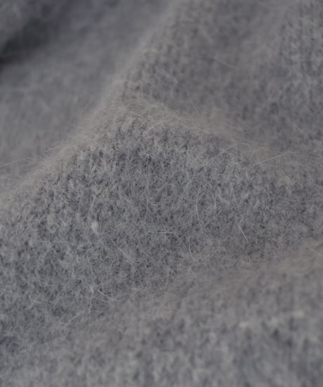 knit-02370　アルパカ混 クルーネック ニット カーディガン　ピンク　グレー