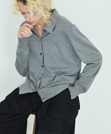 nh-knit-02398　コットン シャツニット　ネイビー　グレー