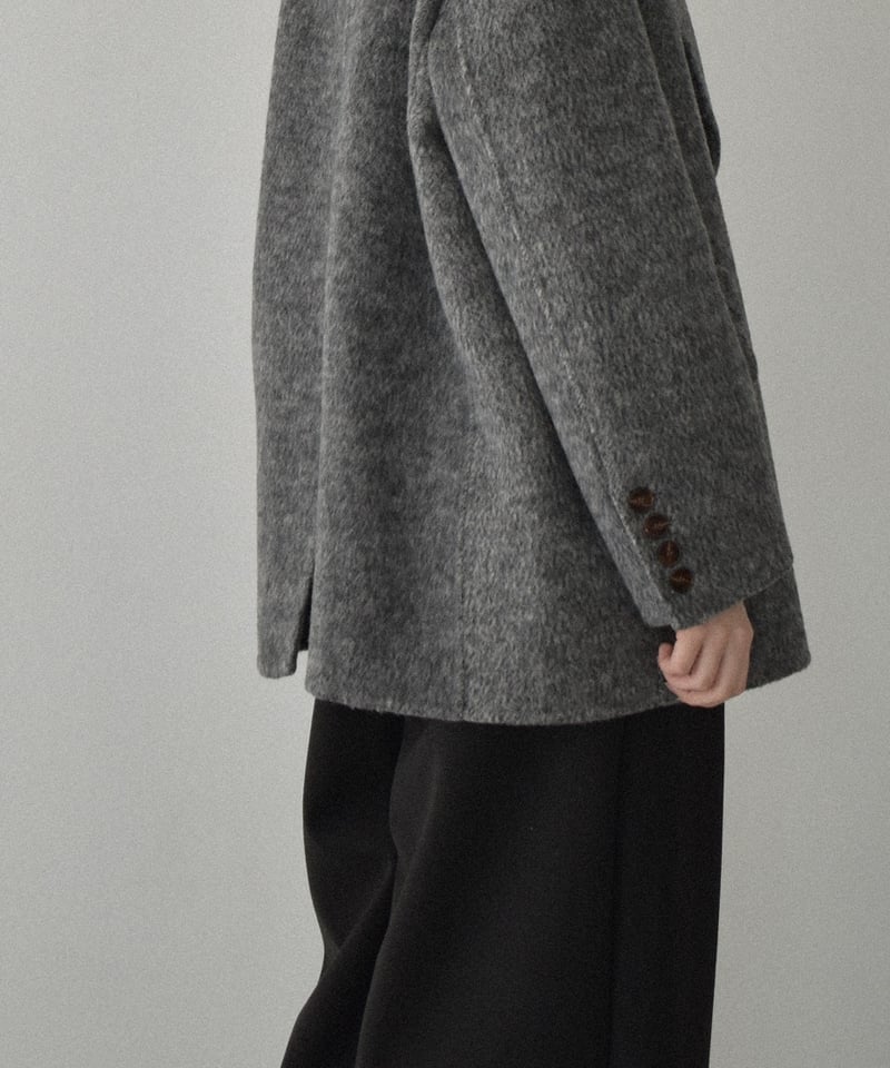 coat-02060 ウールジャケット コート リバー仕立て グレー | L a v i s