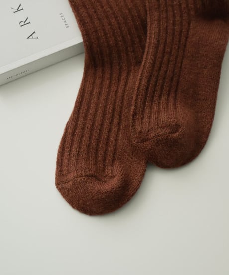 mb-socks-02001　ウール混 リブソックス　オフホワイト　キナリ　グレー　モカ　レンガ　マスタード　ブラック