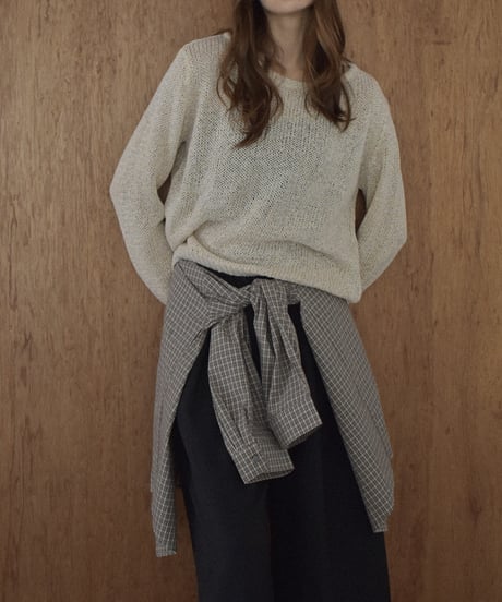 knit-02341　ローゲージ ルーズニット　エクリュ　ブラック