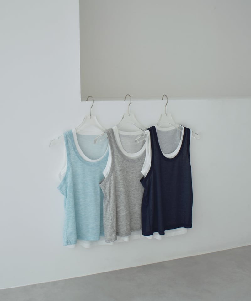 sacai luck レイヤード タンクトップ ネイビー シアー 異素材 美品 nh-tops-02610 シアー レイヤード タンクトップ セット ブルー グレー