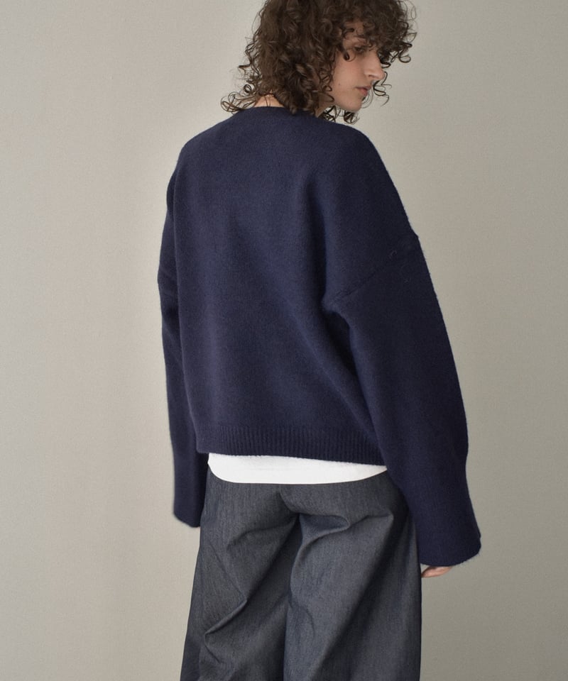 knit-02353 ワイドカフス スリーブ ニットプルオーバー エクリュ