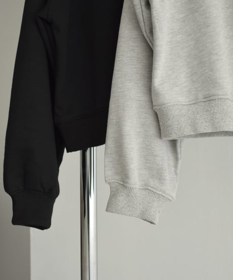 tops-02466　ボートネックショートスウェット　グレー　ブラック