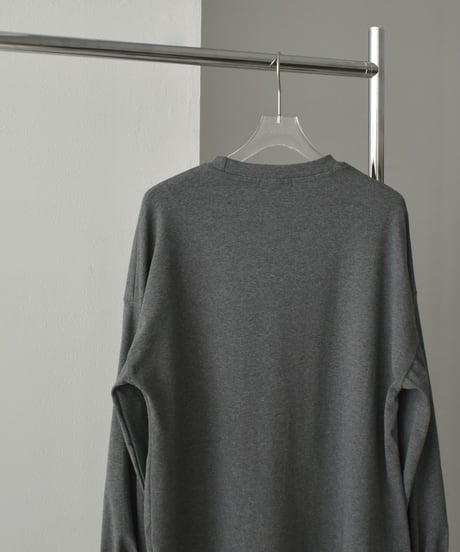tops-02528　カフススリーブロングTシャツ　グレー