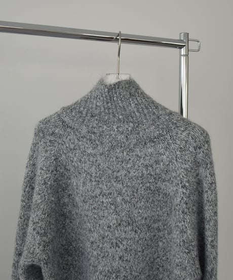 knit-02364　2wayカラー ニット トップス　ベージュ　グレー