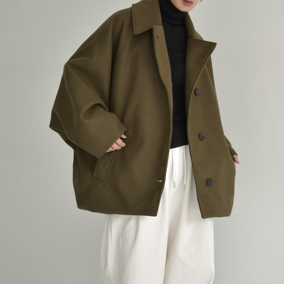 coat-02053 ドルマンスリーブ ミディ コート カーキ ブラック coat-02053 ドルマンスリーブ ミディ コート カーキ ブラック