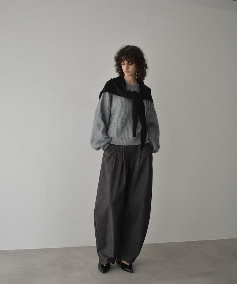 knit-02308 ボリューム スリーブ ニット プルオーバー オフホワイト