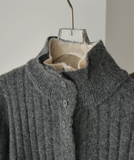 knit-02371　2way ハイネック レイヤードニット　グレー　ブラウン　ネイビー