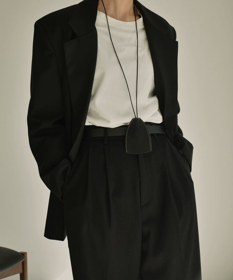 mb-necklace2-02068 牛革 レザーキークロシェットネックレス ブラック