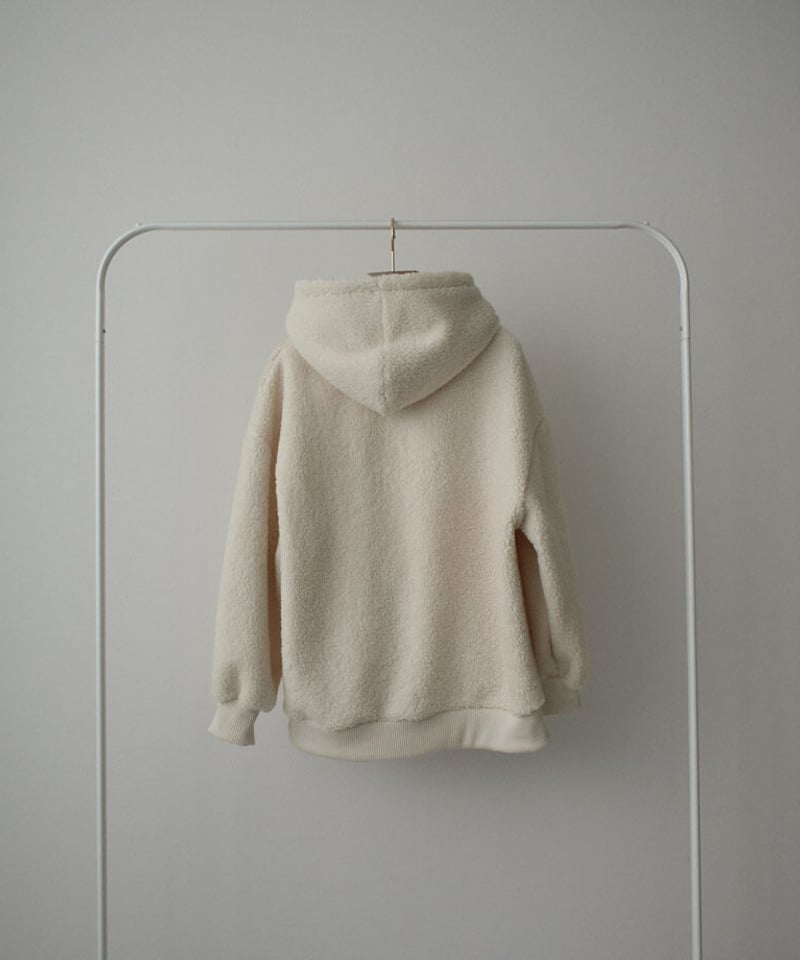 tops-02282 オーバーサイズ ボア パーカー 裏起毛 オフホワイト | L tops-02282 オーバーサイズ ボア パーカー 裏起毛 オフホワイト | L