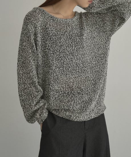 knit-02341　ローゲージ ルーズニット　エクリュ　ブラック