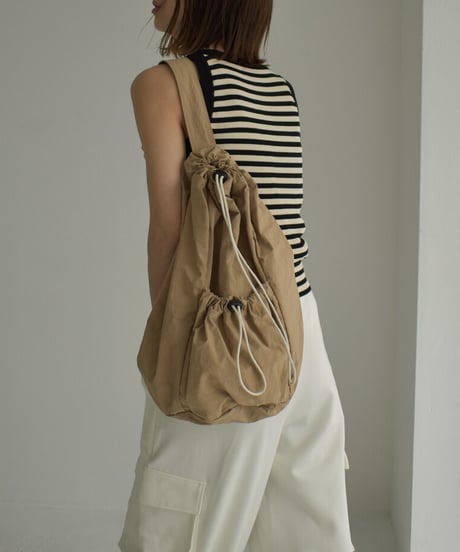 mb-bag2-02627　撥水 ナイロン ボンサックバッグ　グレージュ　モカ　ブラック