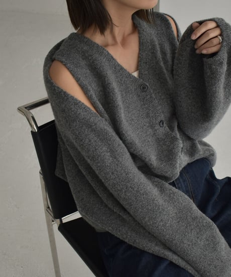 knit-02245　ボリュームスリーブ ショートボレロ　ニットベストセット　エクリュ　グレー　ブラック