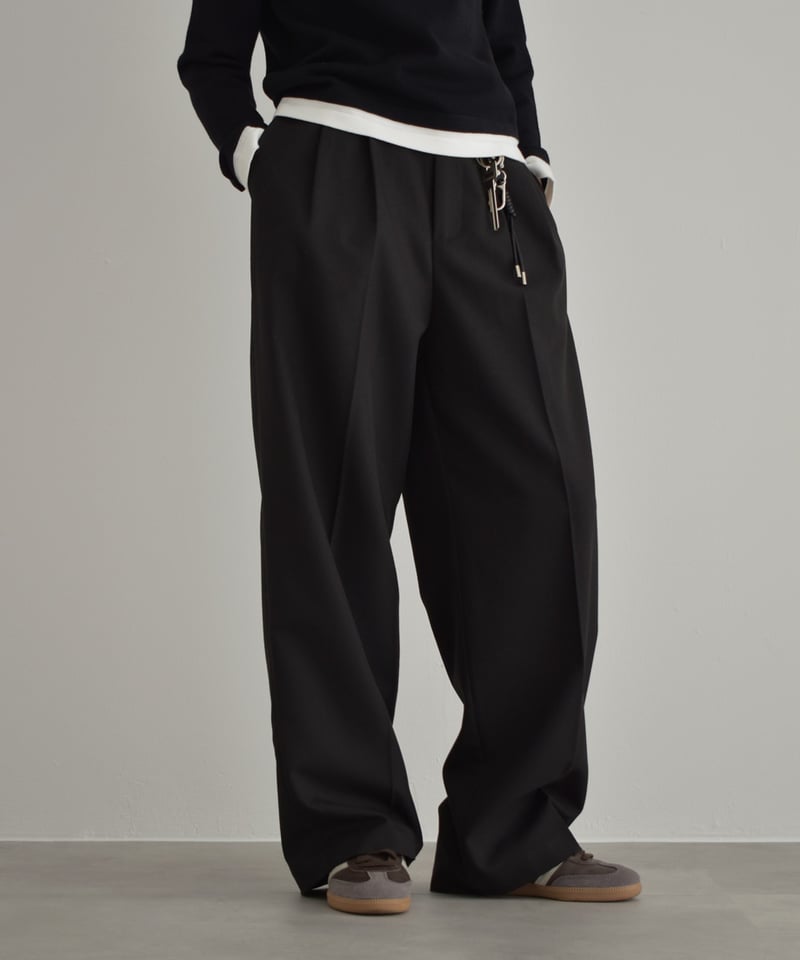 ブラック ワイドパンツ bottoms-12010 タックワイドパンツ エクリュ グレー ブラック | L a v i