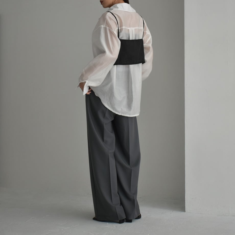 tops-02493 オーガンジー ビスチェ SET レイヤード シアーシャツ  