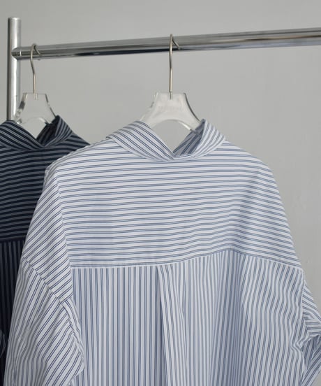 tops-02521　オーバーサイズ ストライプ シャツ　ホワイト　ネイビー